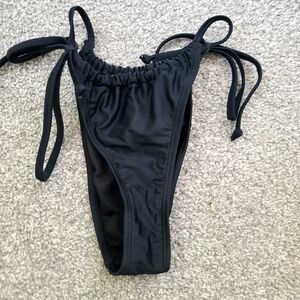 Black Bikini Bottom with Side Ties Adjustable Cheeky